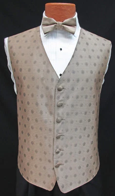 Men's Latte Brown Perry Ellis Fullback Tuxedo Vest & Tie Set Cruise Wedding Prom - Image 1 of 4