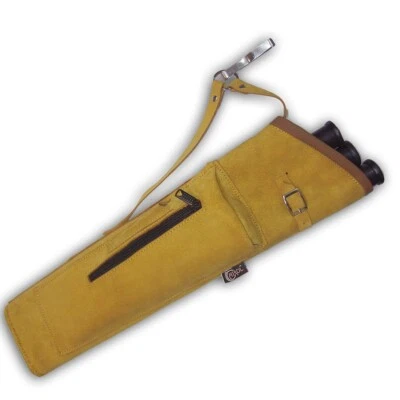 LEATHER LONGBOW/ RECURVE BOW 3 TUBES ARROW BAG SIDE/HIP/WAIST BELT QUIVER - Image 1 of 4