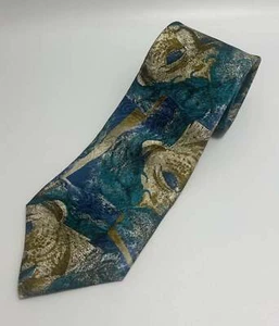 Vintage Geoffrey Beene Mosaic Faces Design Silk Wide Tie 59" x 3.75" - Picture 1 of 7