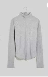 Madewell Womens $58 MWL Brushed Rib Long Sleeve Turtleneck Top Gray XXS NI477 - Picture 1 of 8