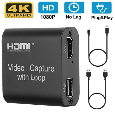 4K HD 1080P 60fps HDMI Video Capture Card USB 2.0 Mic Game Record Live Streaming - Image 1 of 4