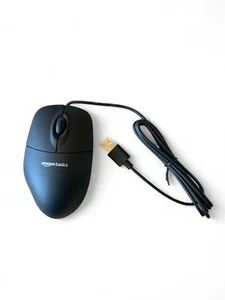 NEW Amazon Basics Wired USB Computer Mouse Black B005EJH6RW (HM5129) - Picture 1 of 2