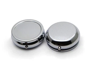 Portapillole Rotondo Metallo Portapillole Portatile Mini Argento Medicina Porta Farmaci Cont... - Foto 1 di 6