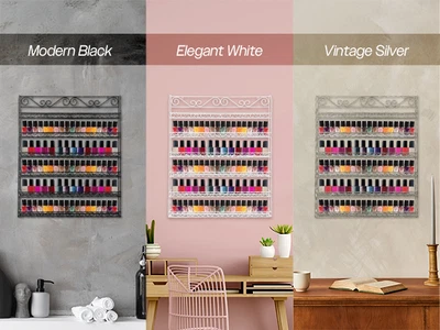 重型手工金属指甲油墙面展示架(可容纳 90 - 100 瓶) — 第 1/4 张图片