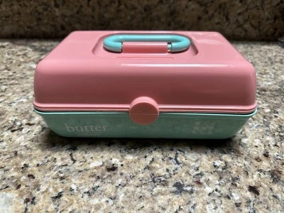 Caboodles Pretty In Petite Classic Makeup Case  Pink over Aqua USED - Image 1 of 4