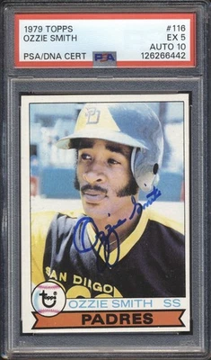 1979 Topps AUTÓGRAFO Ozzie Smith ROOKIE #116 assinado PSA 5 PSA/DNA automático 10 pátio - Imagem 1 de 2
