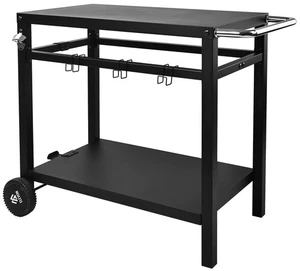 Esstischwagentisch mit Doppelablage, beweglicher Stahlflacharbeitstisch, Haken, ... - Bild 1 von 6