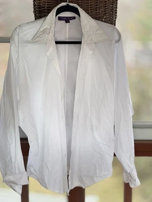 Ralph Lauren Etiqueta Denim Púrpura Clásico Blanco Abotonado Con Manga Ala de Murciélago Foto 1 de 4