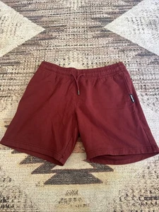 Bear Bottom Shorts Mens Maroon L 7" Inseam Drawstrings Casual Pockets - Picture 1 of 6