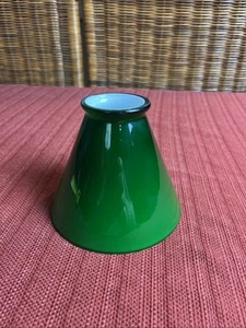 Vintage Green Cased Glass Cone Pendant Light Fixture Shade 4" Tall 2 1/4" Fitter - Picture 1 of 7