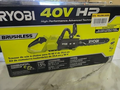 RYOBI 40V HP sin escobillas 14 pulgadas Motosierra a batería con batería de 4,0 Ah y cargador Foto 1 de 4