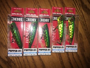 YO-ZURI 3DB POPPER 75=3"=3/8oz---5 PRISM FROG COLORED FISHING LUREs - Picture 1 of 1