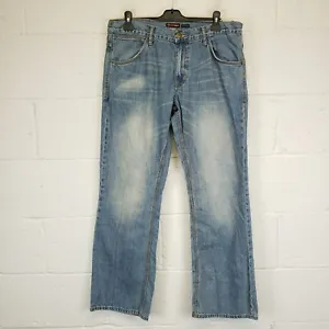 Ben Sherman Riot Jeans W36 L32 Relaxed Wide-Leg Loose Flared Mid Rise Mens Blue - Picture 1 of 12