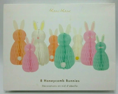 Meri Meri 8 Honeycomb Bunnies Pastel Spring Easter Decoration Paper - Image 1 of 4