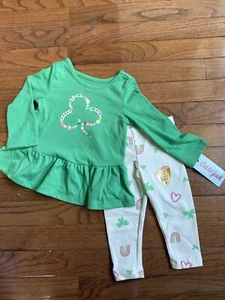 Cat & Jack Girls Set 12M Heart of Gold (giving Taylor Swift vibes) Green Irish - Picture 1 of 6