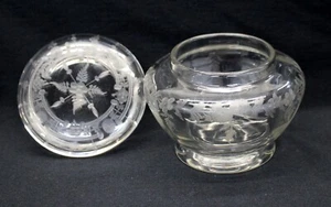 Tarro en polvo HAWKES PATRÓN DE FLORES grabado al ácido con tapa FLORAL ANTIGUO ESCASO W@W - Imagen 1 de 11