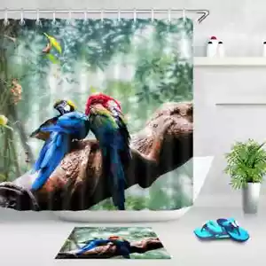 Parrot Forest Waterproof Bathroom Polyester Shower Curtain Liner Water Resistant - Picture 1 of 8