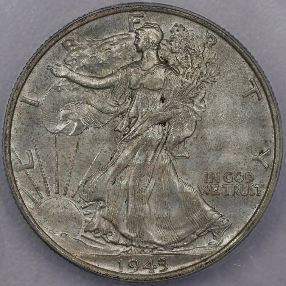 1943 50c Walking Liberty Half Dollar - ANACS MS 64 - Image 1 of 4