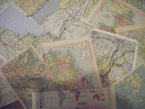 12 Vintage Map Pages Random Paper Scrapbooking Craft Card Making - Picture 1 of 6