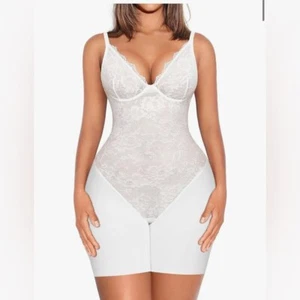 NEW Lace Tummy Control Shapewear Bodysuit Corset Mid Thigh Body Shaper 2X - Picture 1 of 6