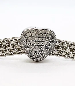 Sparkling Love Heart Charm For Mesh Bracelet Genuine 925 Sterling Silver π - Picture 1 of 6