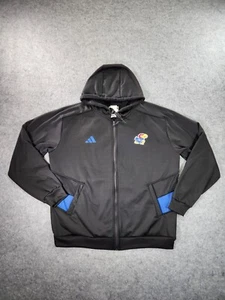 Adidas Kansas Jayhawks Hoodie Mens XL Black Long Sleeve Full Zip - Picture 1 of 13