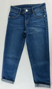 NWT Gymboree Young Girl Boyfriend Jeans Size 6 Med. Wash Tapered Legs Hem Cuff - Picture 1 of 11