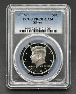 Impresionante moneda americana de prueba Kennedy graduada 50C graduada PCGS PR69DCAM - Imagen 1 de 2