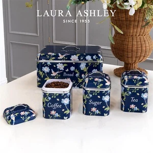 Laura Ashley Bread Bins & Tea Coffee & Sugar Canisters Set of 3 Stainless Steel - Picture 1 of 39