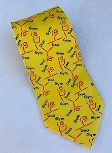 New GYMNASTICS DAD Tie EAGLES WINGS Men’s Necktie GYM DAD Competition Yellow NWT - Picture 1 of 6