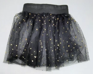 Tulle Tutu Skirt Girl's Small Elastic Waist Black with Gold Circles - Picture 1 of 9