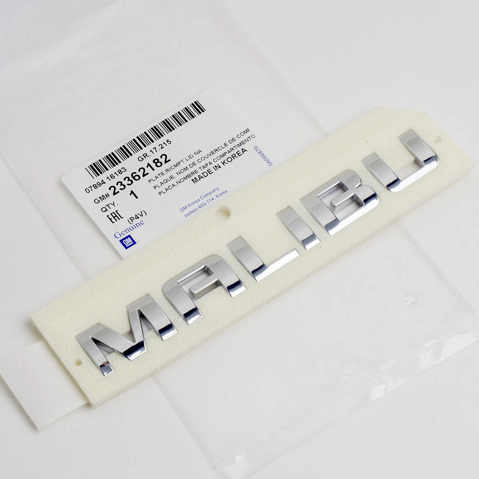 Genuine GM Chevrolet Malibu 16-24 Trunk Emblem 23362182, 84290795, 22842005 - Image 1 of 1