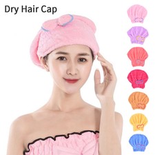 Damen Mütze Microfiber Dry Hair Hat Solide schnell trocknende Mütze Turban BadSC