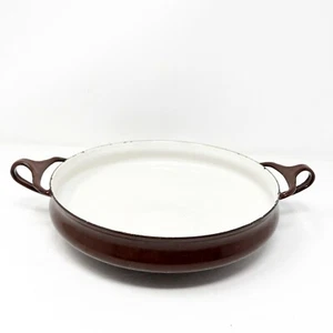 Dansk Small Paella Pan Brown White Enamel Denmark 10" Danish Modern  - Picture 1 of 7