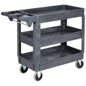 Heavy Duty 3 Tier Shelf Plastic Utility Cart with Wheels 550lbs Capacity Gray - Picture 1 of 9