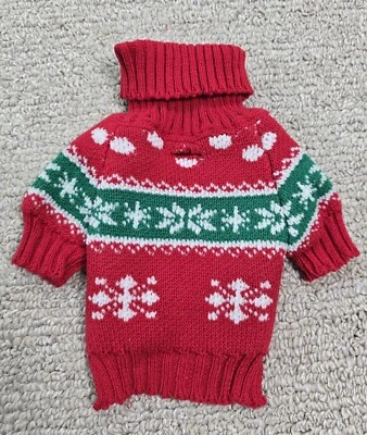 Doggie Umisex Christmas Holiday Sweater Snow Day XXSmall Turtle Neck Snowflake - Image 1 of 4