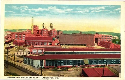 Armstrong Linoleum Plant Lancaster PA White Border Postcard 1922 - Image 1 of 2