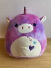 Squishmallow 12" Bright Plush Pillow EDDEN Purple Tie-Dye Unicorn Stuffed Animal