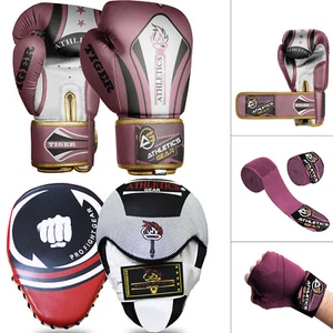 BOXHANDSCHUHE UND PADS SET Fokus Stanzen MMA Handschuhe Training Sparring Haken & Jab - Bild 1 von 6