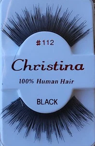 CHRISTINA FALSE EYELASHES #112 _100% HUMAN HAIR ( 1 PAIR BLACK) - Picture 1 of 1