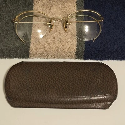 VINTAGE AO AMERICAN OPTICAL 1/10 12K GF GOLD FILLED EYEGLASSES RIMLESS - Image 1 of 4