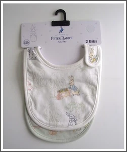 Baby Girls Boys Peter Rabbit Dribble Bibs 2 Pack Large Bibs Character Set NEW - Picture 1 of 10