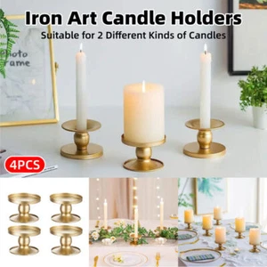 4PCS Gold Wrought Iron Candle Holder Tray Decorative Candle Cup Stand Home Decor - Picture 1 of 11