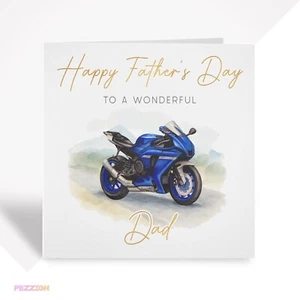 Personalised Father’s Day Card – Motorbike Biker Card for Dad, Grandad, Stepdad - Picture 1 of 5