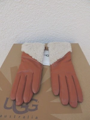 GUANTES INTELIGENTES UGG ASIMÉTRICOS RIZADOS PIEL DE OVEJA/CUERO ~ MUJERES PEQUEÑOS ~ NUEVOS CON ETIQUETAS Foto 1 de 3