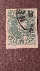U.S. Confederate Stamp #1 very fine used with Large Margins and nice cancel. - Picture 1 of 2