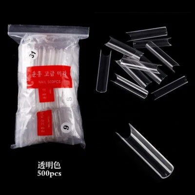500Pcs XXL Clear C Curve Pinched Nail Tips Extra Long Square False Nails - Image 1 of 3
