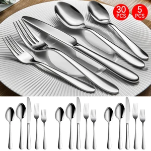 Besteckset 5-30teilig für 1-6Personen Besteck Tafelbesteck Essbesteck Edelstahl - Bild 1 von 11