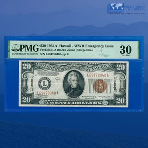 Fr.2305 1934A $20 FRN Brown Seal "HAWAII" Emergency Issue WWII, PMG VF 30 #78040 - Picture 1 of 3
