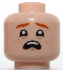 Lego Head Child Dark Orange Eyebrows Nougat Freckles Lopsided Grin Scared - Picture 1 of 2